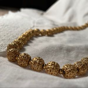 Vintage Monet 24” Gold Beaded Necklace
